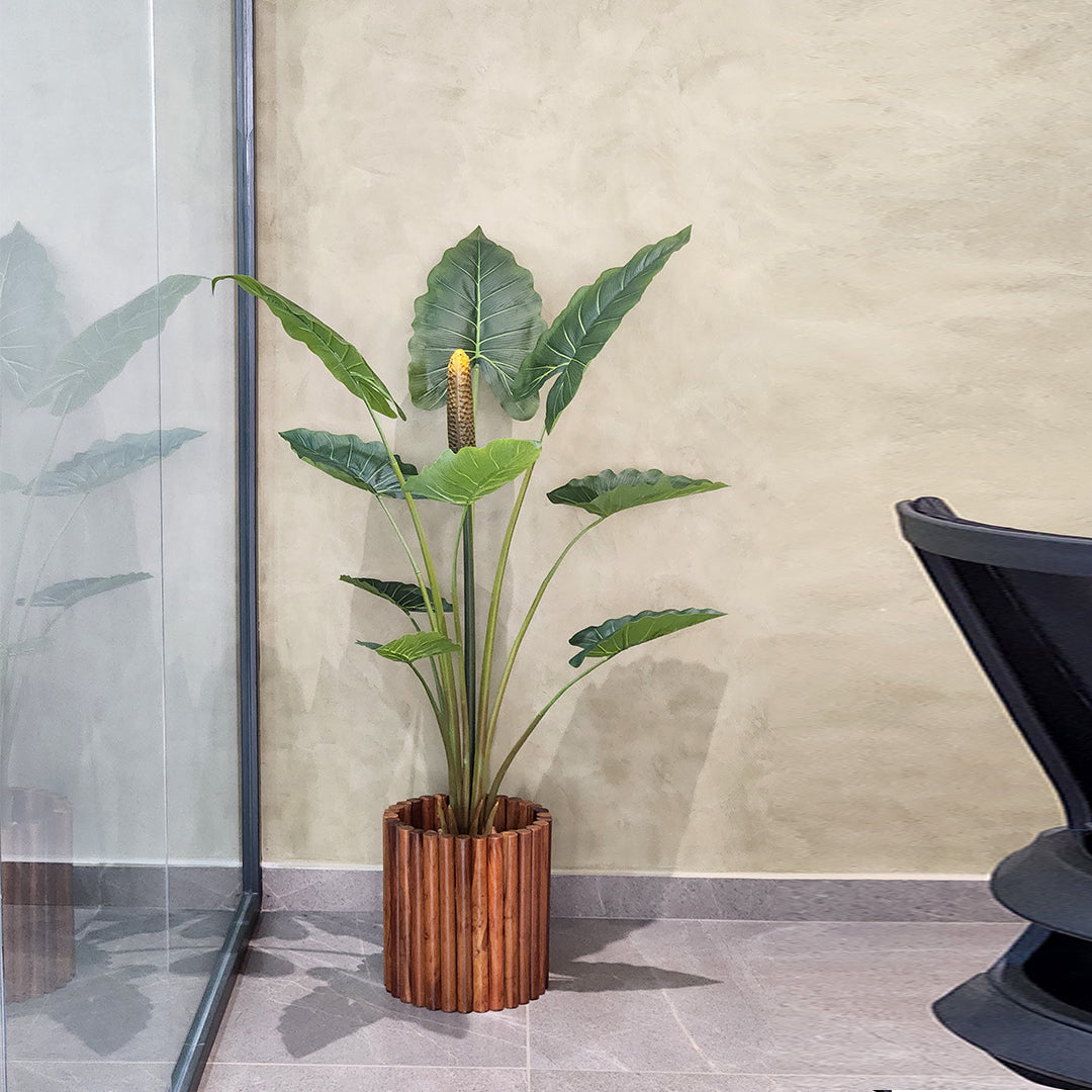Artificial Alocasia Zebrina Plant with Wooden Pot - 4.5 Feet