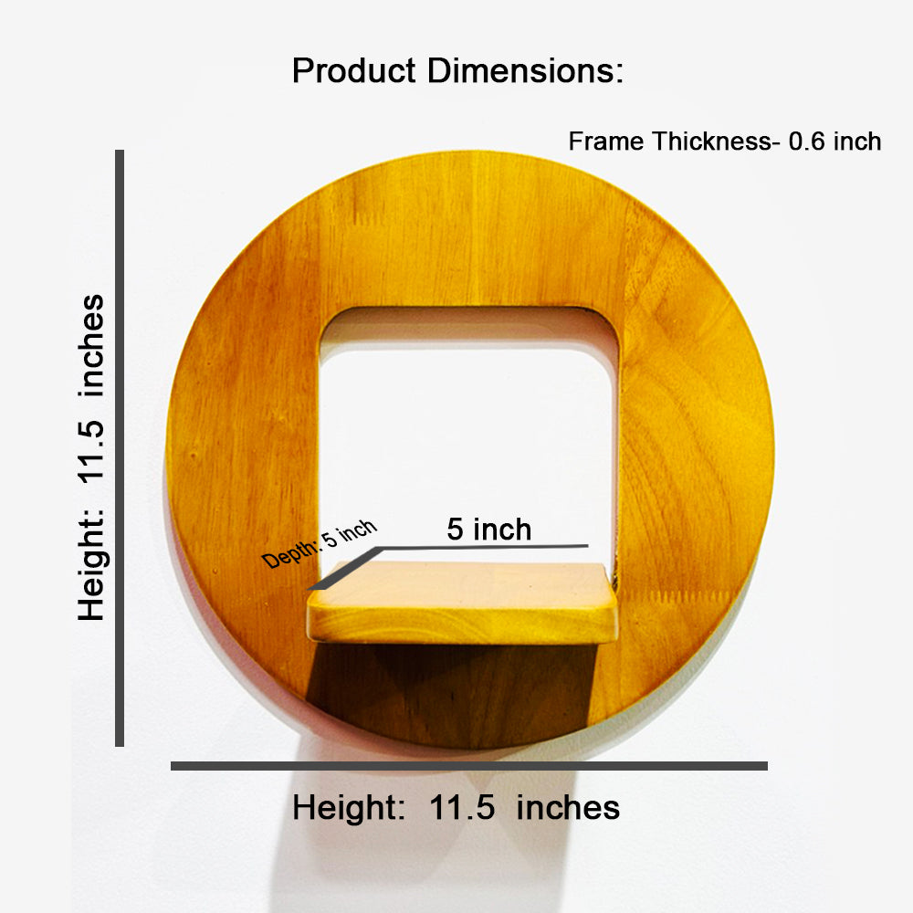 Adooch Wooden Wall Shelf – Round Wall- Mounted Display Shelf for Home Décor