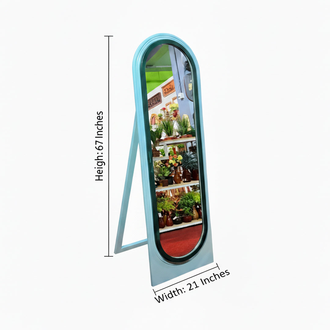 The Adoocha full-length mirror with dimensions displayed, showing a height of 67 inches and a width of 21 inches.
