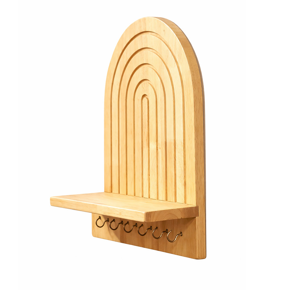Adooch solid wood key holder wall organizer side angle showing shelf depth