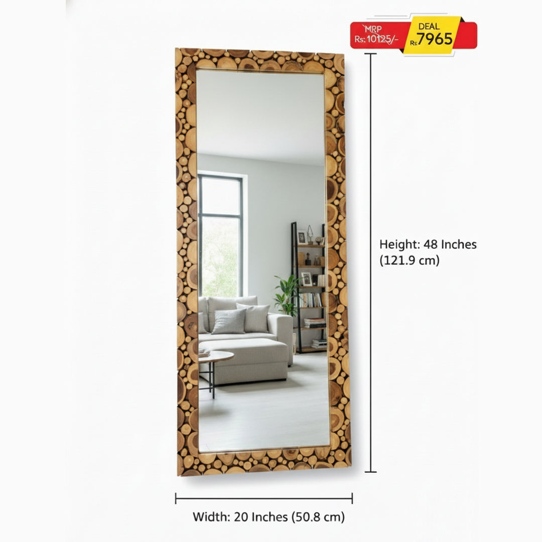 Teak wood mirror